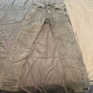 Gray and White Jean Pants